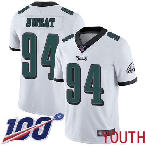Youth Philadelphia Eagles #94 Josh Sweat White Vapor Untouchable NFL Jersey Limited Player Season Football->youth nfl jersey->Youth Jersey